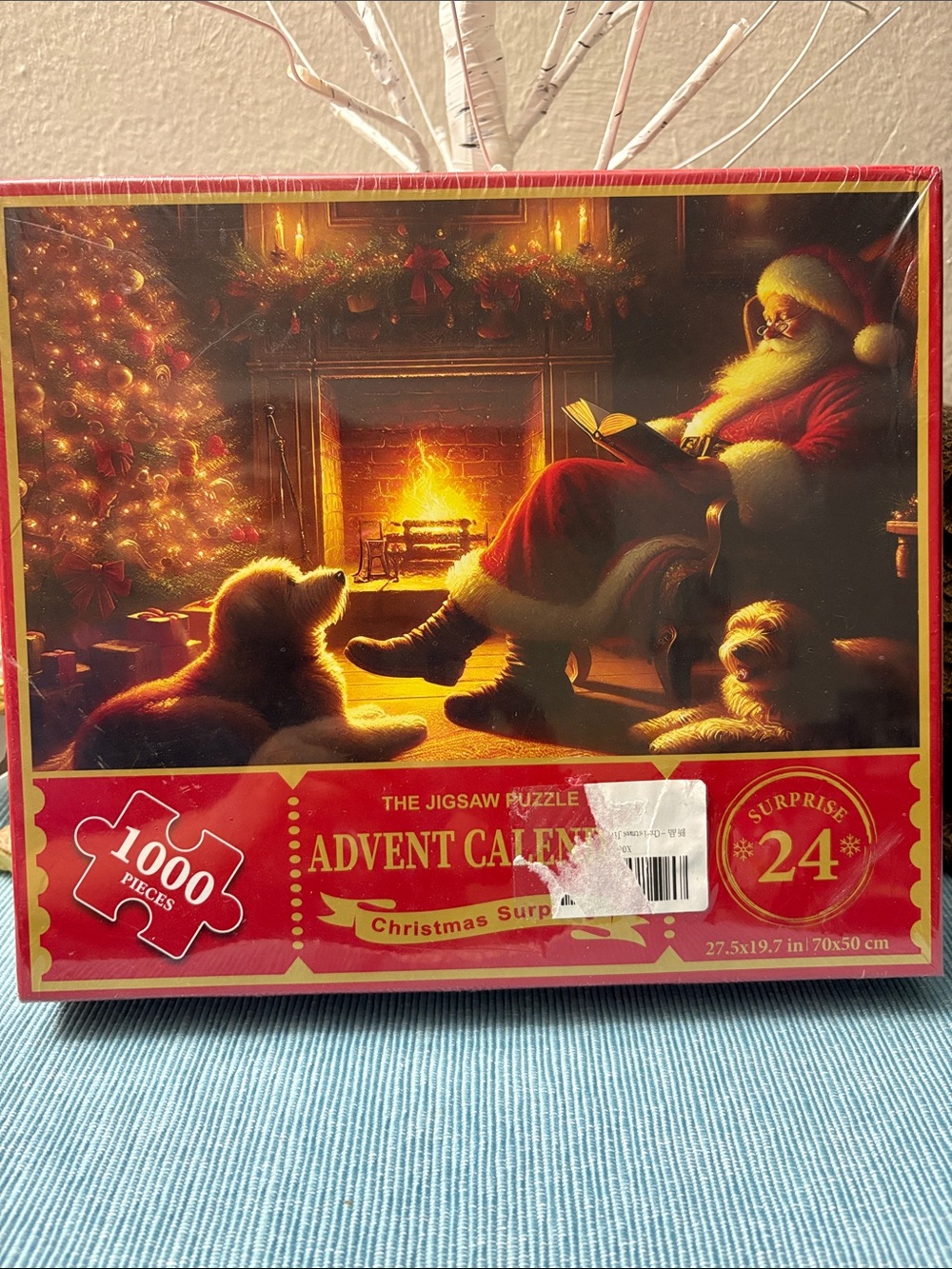 Holiday Santa by Fireplace 1000-Piece Puzzle - ADVENT CALENDAR